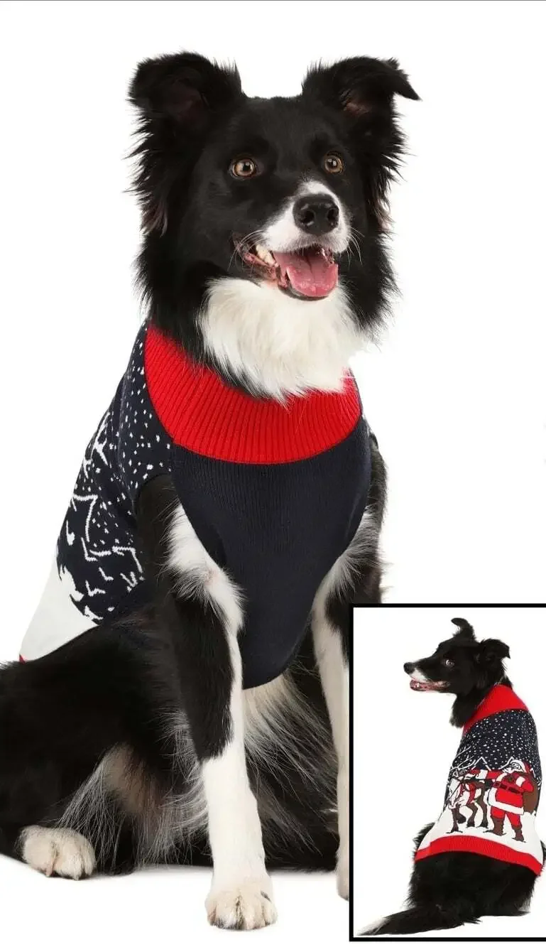 Reindeer & Santa Christmas Dog Sweater New NWT Large Xmas Holiday Cute